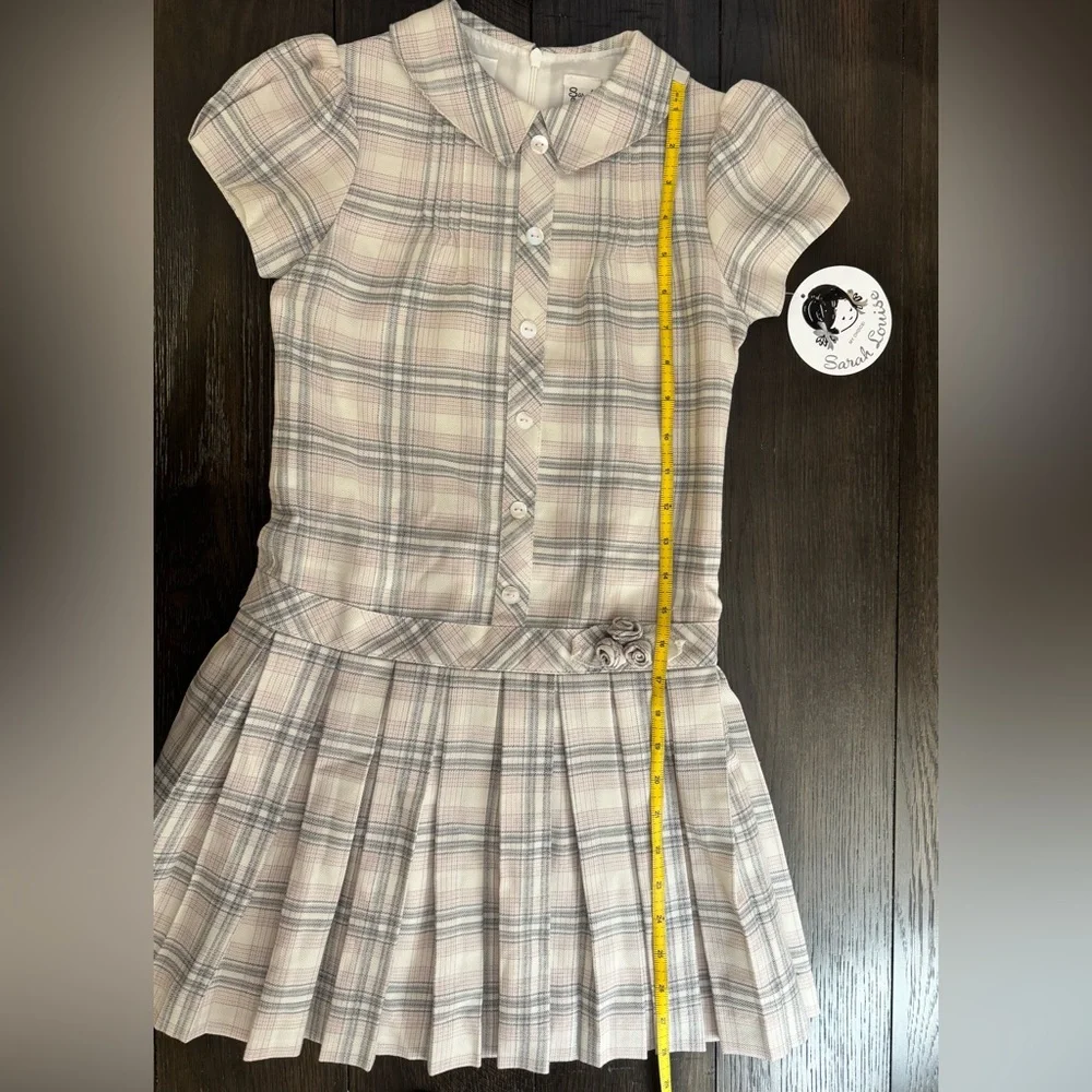 Sarah Louise Light Pink and Gray Plaid Dress